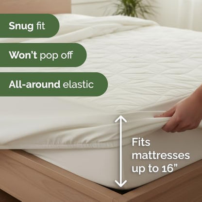 Waterproof Cooling Mattress Protector - Mattress Cover Twin Xl Size - Viscose Made From Bamboo - Soft, Breathable, Noiseless & Washable - Fitted Sheet Style & All Round Protection - (39" x 80") White