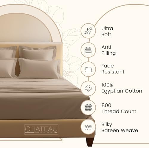 800 Thread Count Bed Sheets For Twin Bed, 15" Deep Pocket Sheets - Taupe