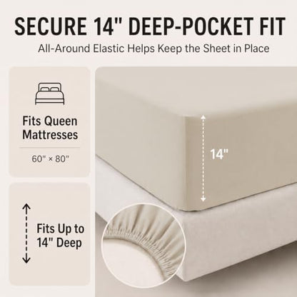 CozyLux Oversized Queen Comforter Set Beige - 7 Pieces Bed in a Bag