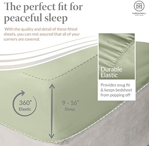 Threadmill 5-Star Hotel 500 Thread Count Best Bed Sheets, 100% Cotton Sheets Set for Queen Size Bed, Smoother Than Egyptian Cotton Claims, 4 Pc Set with Deep Pockets (Sage Green)