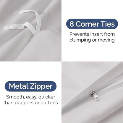 Duvet Cover King Size - Soft 3 Piece with Zipper Closure - French Grey