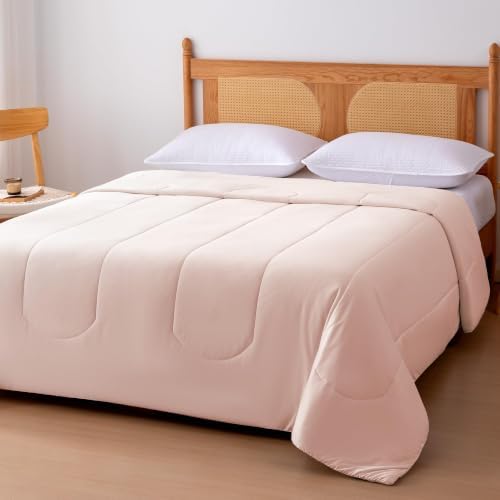 Amazon Basics Cooling Comforter, Temperature Regulating Blanket for Hot Sleepers, Summer & All Season Bedding, Lightweight, 106"x90", King, Pink
