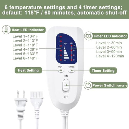 Heating Pad Electric Heat Pad, Hot Heated Pad,Multiple Temp and Timer Settings,Suitable for Shoulders, Neck, arms, Abdomen, Back, Legs, etc (Sage Green, 24"X12")