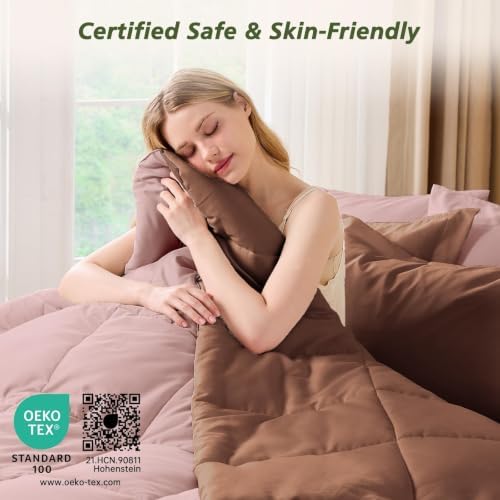 Twin Comforter Set with Sheets - 5 Pieces Bed in a Bag Pink Bedding Sets