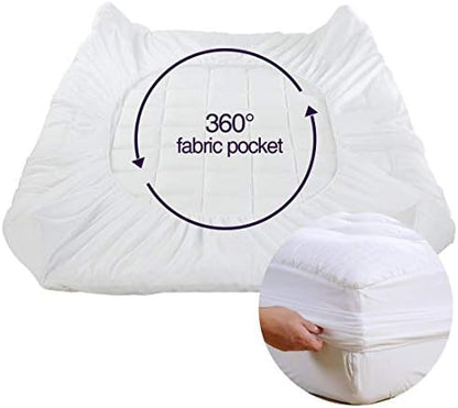 EASELAND Full Size Mattress Pad Cotton Pillow Top Mattress Topper White
