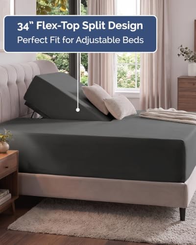 CGK Linens Extra Deep Flex Top Split Head King Fitted Sheet Only - Charcoal