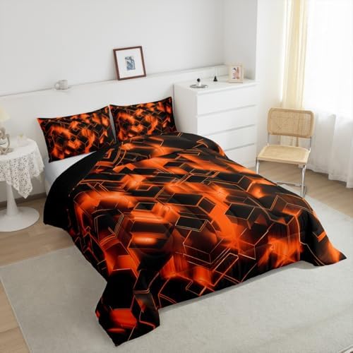 Feelyou Honeycomb Hexagonal Comforter Set Queen Size Kids Boys Girls