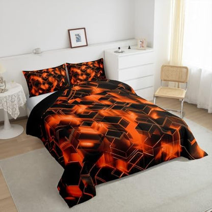 Feelyou Honeycomb Hexagonal Comforter Set Queen Size Kids Boys Girls
