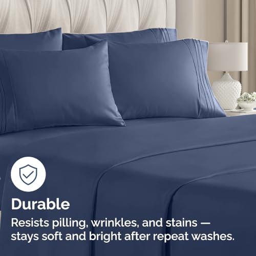 King Pillow Cases Set of 10 - Ultra Soft Pillowcase Covers - Navy Blue