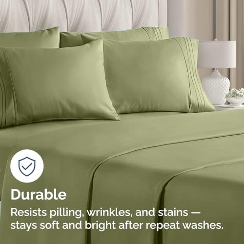 King Pillow Cases Set of 8 - Ultra Soft Pillowcase Covers - Sage Green