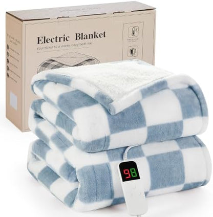 Heated Blanket Electric Full Size 72"X84", Heating Blanket Full, Misty Blue