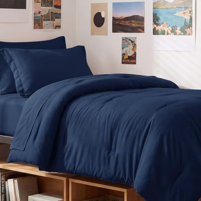 CozyLux Twin XL Comforter Navy, 5 Pieces Bed in a Bag