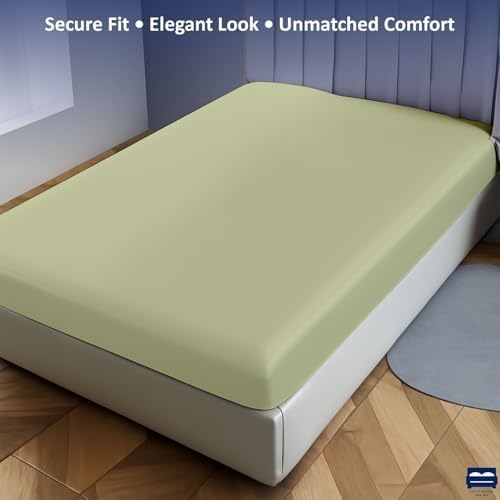1 Piece King Size Fitted Sheet Only, 15-Inch Deep Mattress, Sage Solid