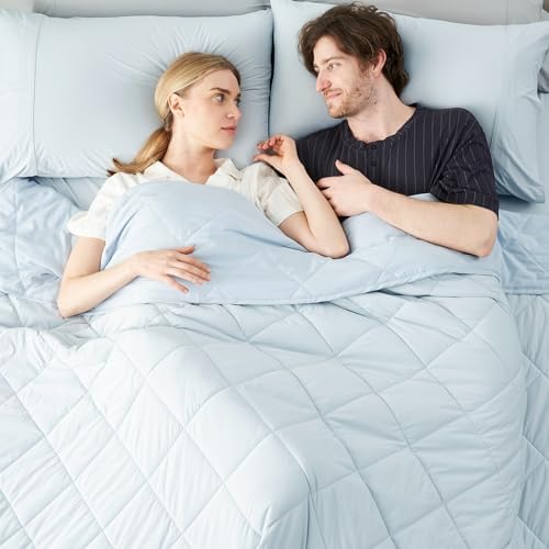 Cozy Bliss Cooling Blanket for Hot Sleepers King Size, Q-Max 0.45 Cooling Comfort, Cold Blankets for Night Sweats Sleeping, Ultra-Cool Lightweight Breathable Summer Blanket for Bed, Cool Blue