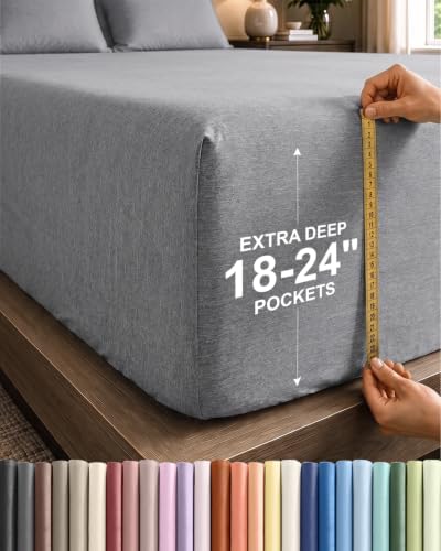 CGK Linens Extra Deep Full Fitted Sheet Only - Heathered Grey