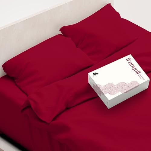 Mayfair Linen Egyptian Cotton Sheets King Size - Luxury 800 Series High Thread Count King Sheets (4 PC, Red), Soft Cooling 16" Deep Pocket Hotel Quality Bed Sheet Set - Tranquil Collection