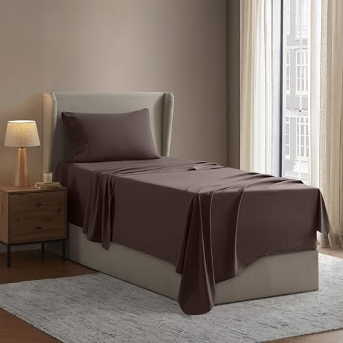 Nestl Twin Sheet Set - Bed Sheets - Chocolate Brown - 3-Piece Deep Pocket