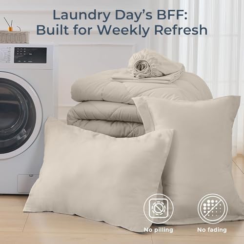 HEVUMYI 5-Piece Twin Comforter Set, Linen Bed in a Bag