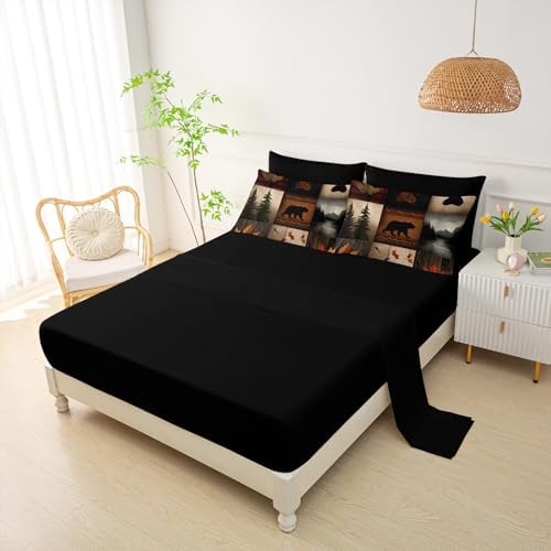 QOOMO Western Rustic 7 Pieces Comforter Set Twin Size,Hunting Bedding Set
