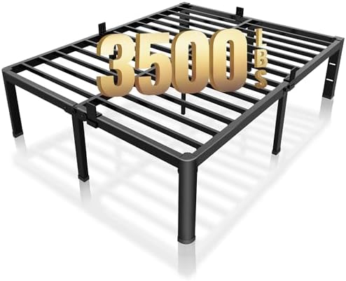 ROIL 18 Inch Queen Bed Frame with Rounded Corner & 4 Mattress Baffles