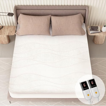 Texciting Heated Mattress Pad Queen Size,Bed Warmer with Dual Controller