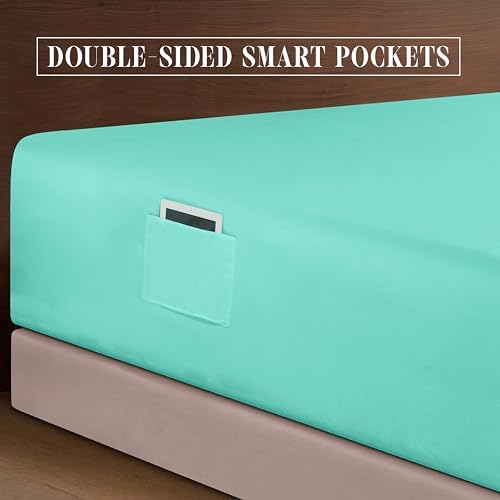 Elegant Comfort 4-Piece Bed Sheet Set - Luxury Bedding 1500 Premium Hotel Quality Microfiber, All Around Elastic 18-24 Inches Deep Fitted Sheet- Extra Deep Pocket Sheets, King, Paradise Teal