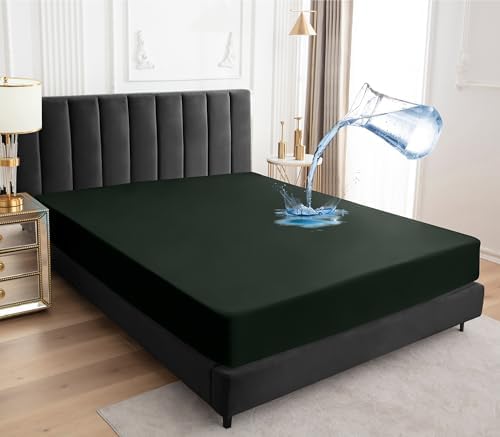 Sufdari Full Size Mattress Protector,Waterproof Mattress Protector,Fitted Sheet Style Mattress Cover with 18" Deep Pocket,Washable and Comfortable-Green,Full
