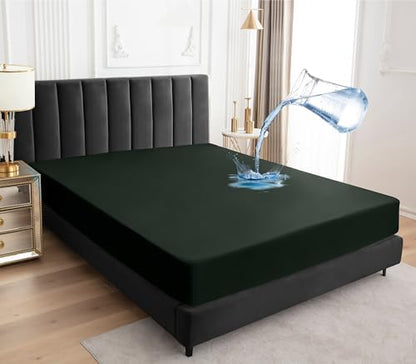 Sufdari King Size Mattress Protector,Waterproof Mattress Protector,Fitted Sheet Style Mattress Cover with 18" Deep Pocket,Washable and Comfortable-Green,King