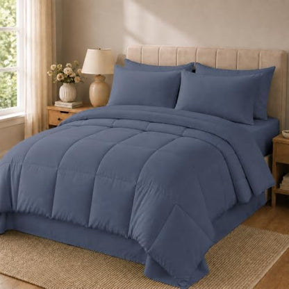 Anluoer California King Comforter Set, 7 Piece Bed in a Bag Bedding Set
