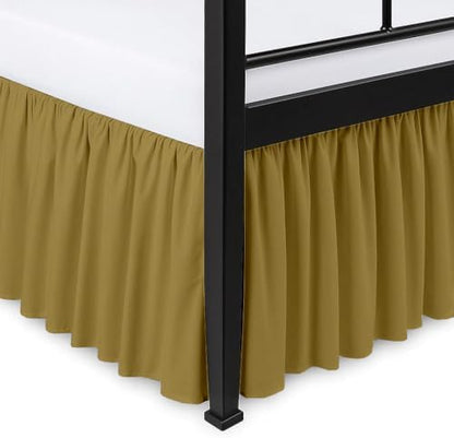 Ruffled Bed Skirt Split Corners with Platform, Tailored Fit Hotel Quality Wrinkle Free Ultra-Soft Microfiber Dust Ruffle, Upto 14 Inch Drop, Twin, Taupe