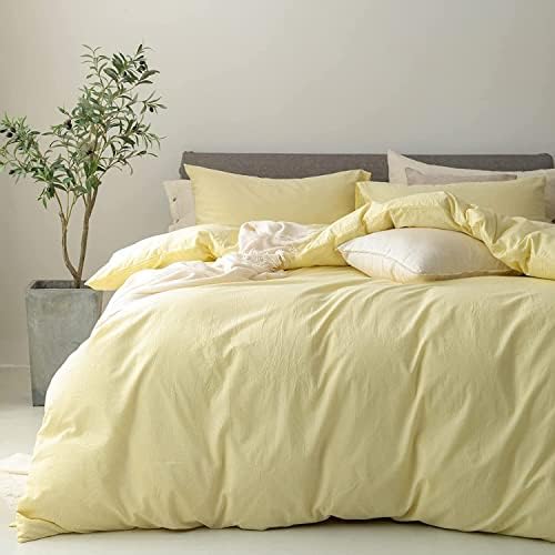 FOSSA Duvet Cover Set 100% Washed Cotton Linen Feel Twin