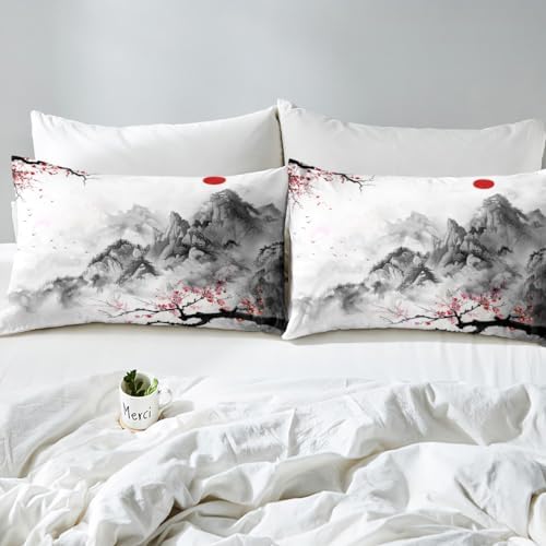 Feelyou Cherry Blossoms Duvet Cover Queen Size Boys Girls Teens