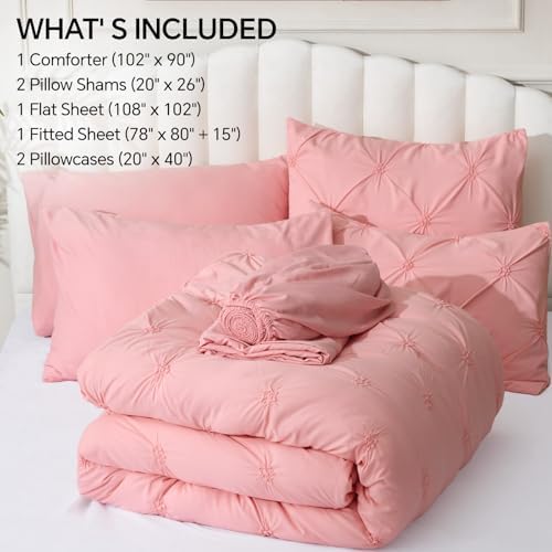 BEDELITE King Comforter Set Pink,Lightweight & Soft Comforter