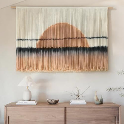 Macrame Wall Hanging Dip Dye Sunset Boho Wall Decor Fiber Art 57" W*35" L