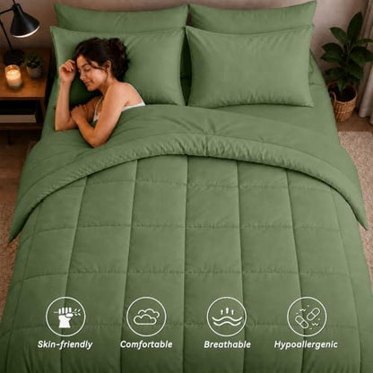 Anluoer Full Size Comforter Sets, 7 Piece Bed in a Bag Full Bedding Sets