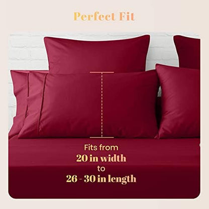 Ashton Pillowcases Premium 800-Thread-Count Egyptian Feel 100% Cotton King Size Pillowcases - Soft, Breathable Burgundy