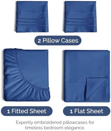 Cal King Size 4 Piece Sheet Set - Ultra Soft & Cooling Sheets - Cobalt Blue