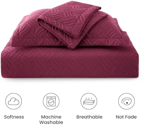 Love's cabin Twin Quilt Set, Lightweight Bedspread Comforter, Burgundy