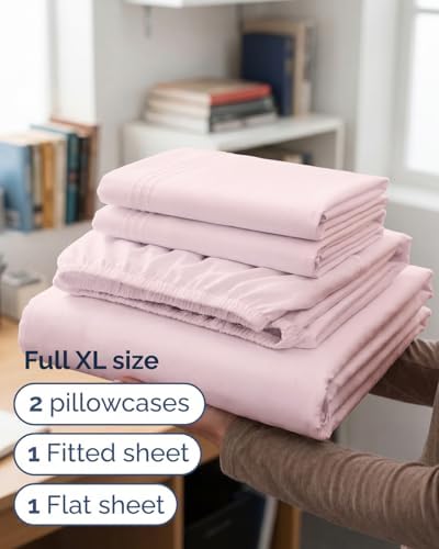 Full XL Sheets - 4 Piece Full XL Sheet Set - Soft & Cooling - Lavender Pink