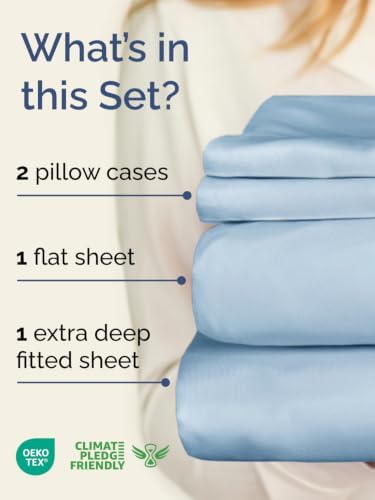 Extra Deep Pocket Full Size Sheet Set - Breathable & Cooling - Sky Blue