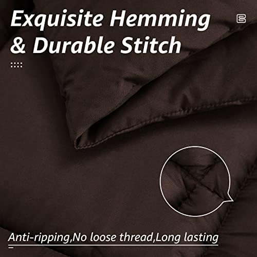 HYLEORY All Season Full Size Bed Comforter - Cooling Down Alternative Quilted Duvet Insert with Corner Tabs - Winter Warm - Machine Washable - Brown