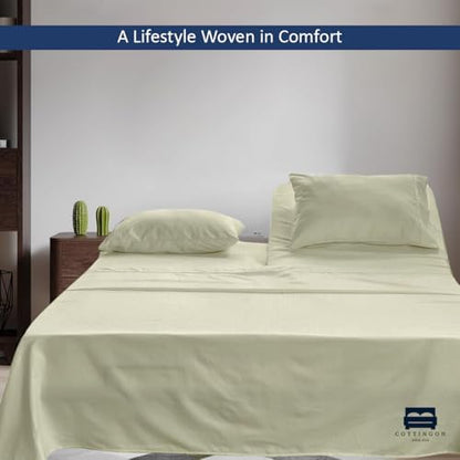4 Piece Flex Head King Sheet Set 34" Top, 100% Egyptian Cotton, Ivory