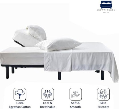 4 Piece Flex Head King Sheet Set 34" Top, 100% Egyptian Cotton, White