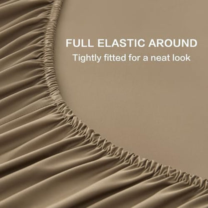 Andency Taupe King Size Sheets Set, 100% Viscose Derived from Bamboo, Cooling King Sheets, Deep Pocket Up to 16", Silky Soft Bed Sheets, Hotel Luxury Breathable Bedding Sheets & Pillowcases…