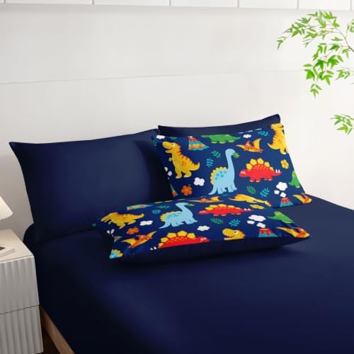 HOSIMA Colorful Cartoon Dinosaur Bedding Sets Twin for Kids Room Decor.