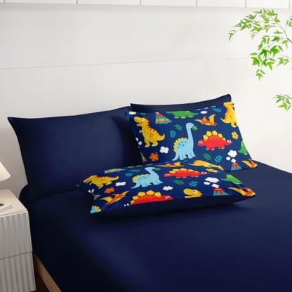 HOSIMA Colorful Cartoon Dinosaur Bedding Sets Twin for Kids Room Decor.