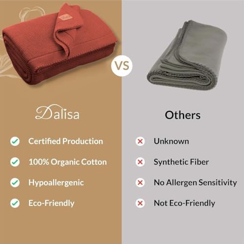 Dalisa Alina GOTS Organic Cotton Throw Blanket, Amberglow, 80x90 in