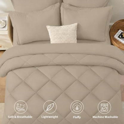 FUANNA Queen Comforter Set 7 Pieces, Luxury Bedding Set, Soft Bed in a Bag