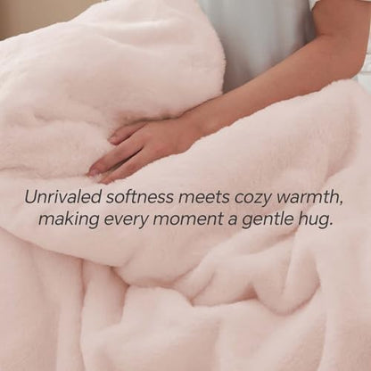 BEDELITE Faux Fur Twin Comforter Set Pink,Warm Bedding with 1 Pillowcase