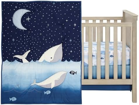 Lambs & Ivy Bubbles & Squirt 3-Piece Whale/Ocean Aquatic Baby Crib Bedding Set